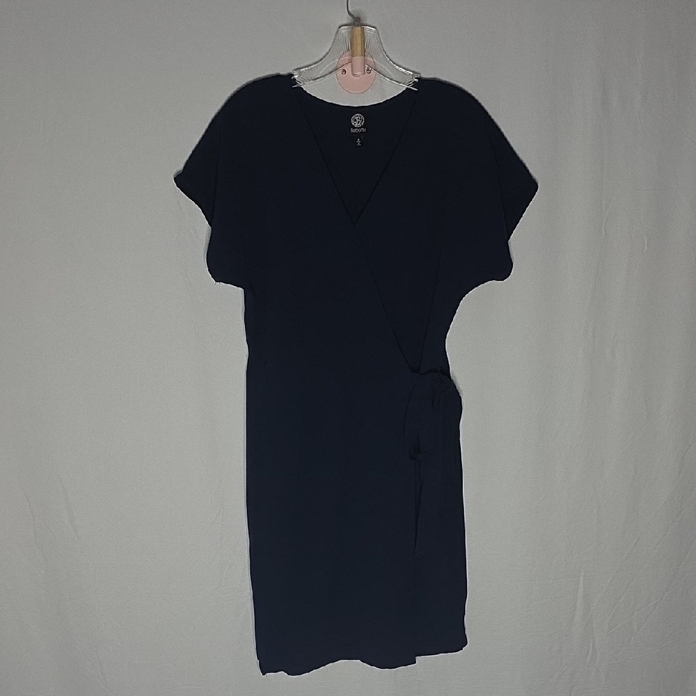 Bobeau Navy Midi Wrap Dress